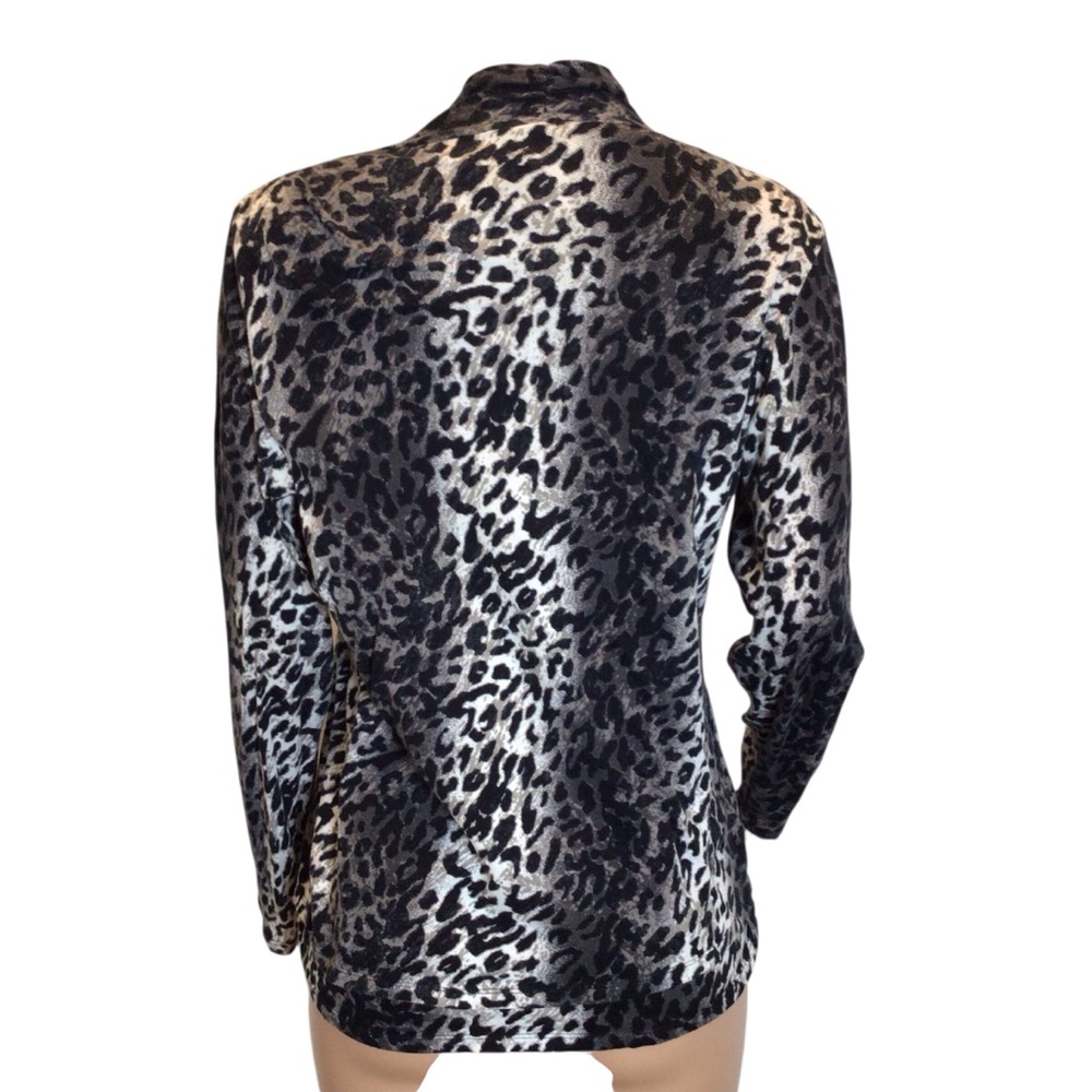 Chico’s Leopard Print Black-Gray 2-Piece Tank & Cardigan Set | Size 2 (L/12) - Picture 7 of 9